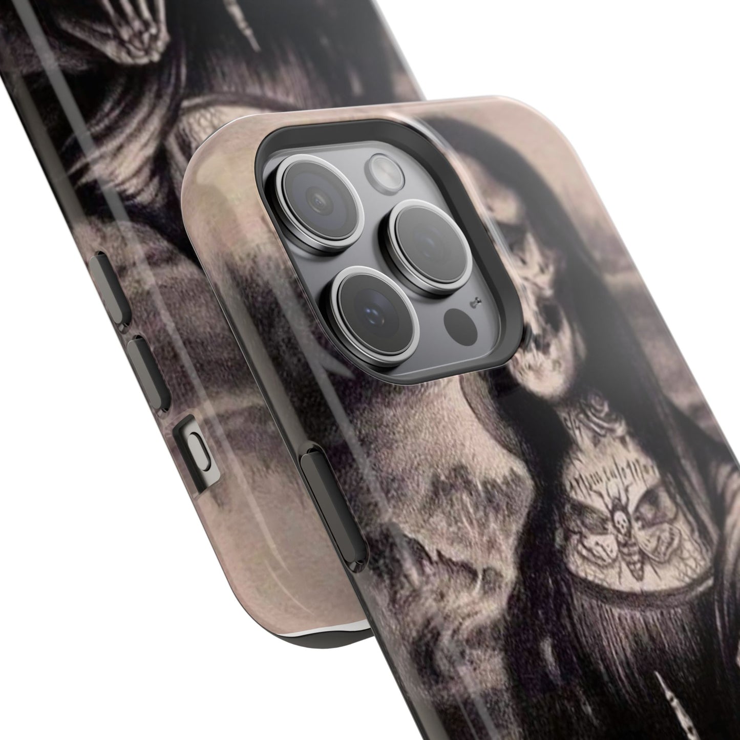 Gothic Art Phone Case, Skeleton Design, Impact-Resistant Cover, Unique Gift, Halloween Accessory, Edgy Tech Gear