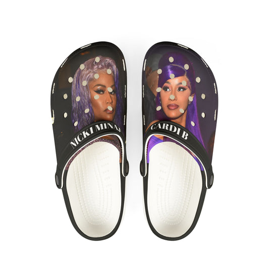 Female Rap Viral. Unique EVA Foam Rubber Shoes, Trendy Slip-On Clogs, Comfortable Footwear, Perfect Gift for Fashion Lovers, Art-Inspired Footwear