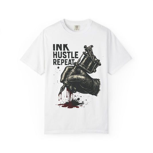 Ink Hustle Repeat T-Shirt, Motivational Tee for Artists, Graphic Tee for Tattoo Lovers, Creative Gift, Unisex Apparel