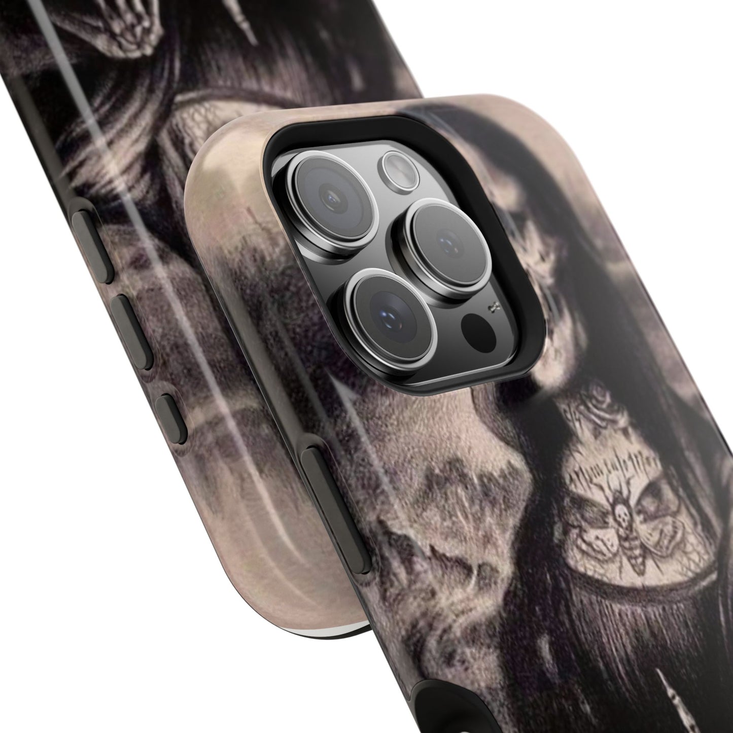 Gothic Art Phone Case, Skeleton Design, Impact-Resistant Cover, Unique Gift, Halloween Accessory, Edgy Tech Gear